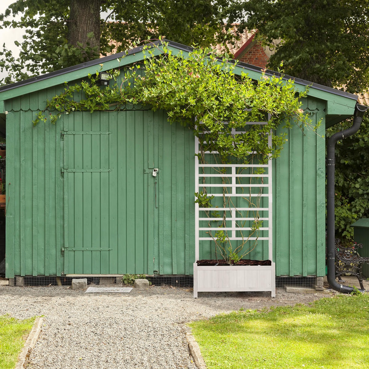 PFLANZKASTEN Spalierwand - Weiß, Holz/Kunststoff (71.5/171/32cm) - Relaxdays