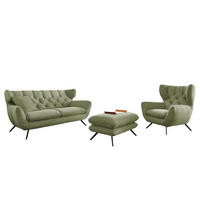 SITZGRUPPE CHARME Grün Cord - Schwarz/Grün, Textil/Metall (225/94/95cm) - KAWOLA