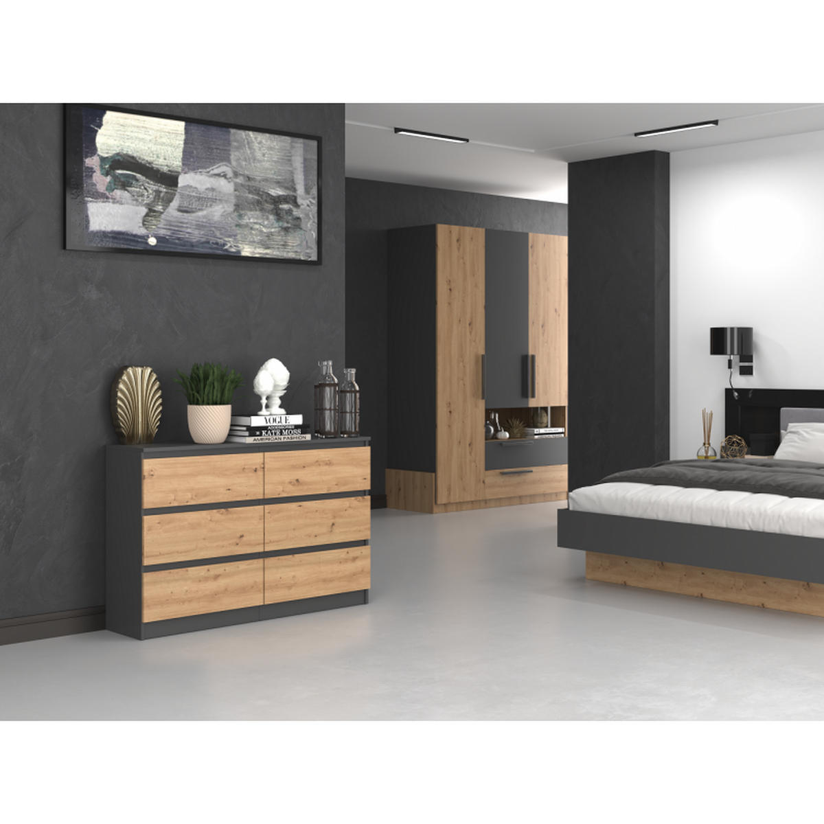 KOMMODE Anthrazit, Artisan 120/75/30 - Anthrazit, Holzwerkstoff (120/75/30cm) - RAUMHIRSCH FURNITURE