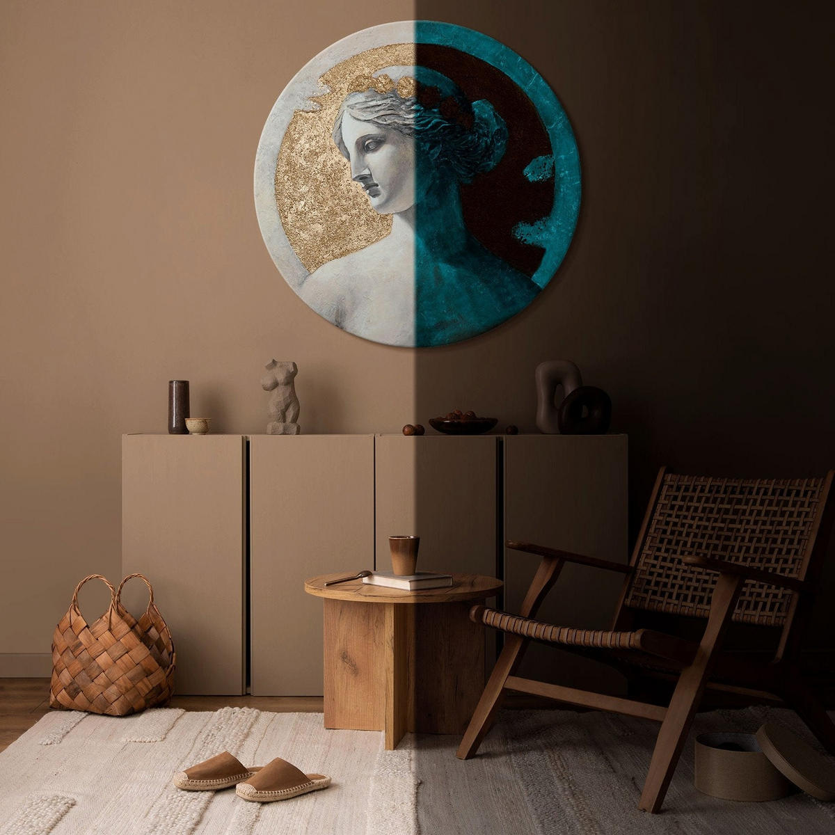GEMÄLDE Muse des Lichts auf Keilrahmen 70 cm - Multicolor, Holz (70/70cm) - YS-art gallery
