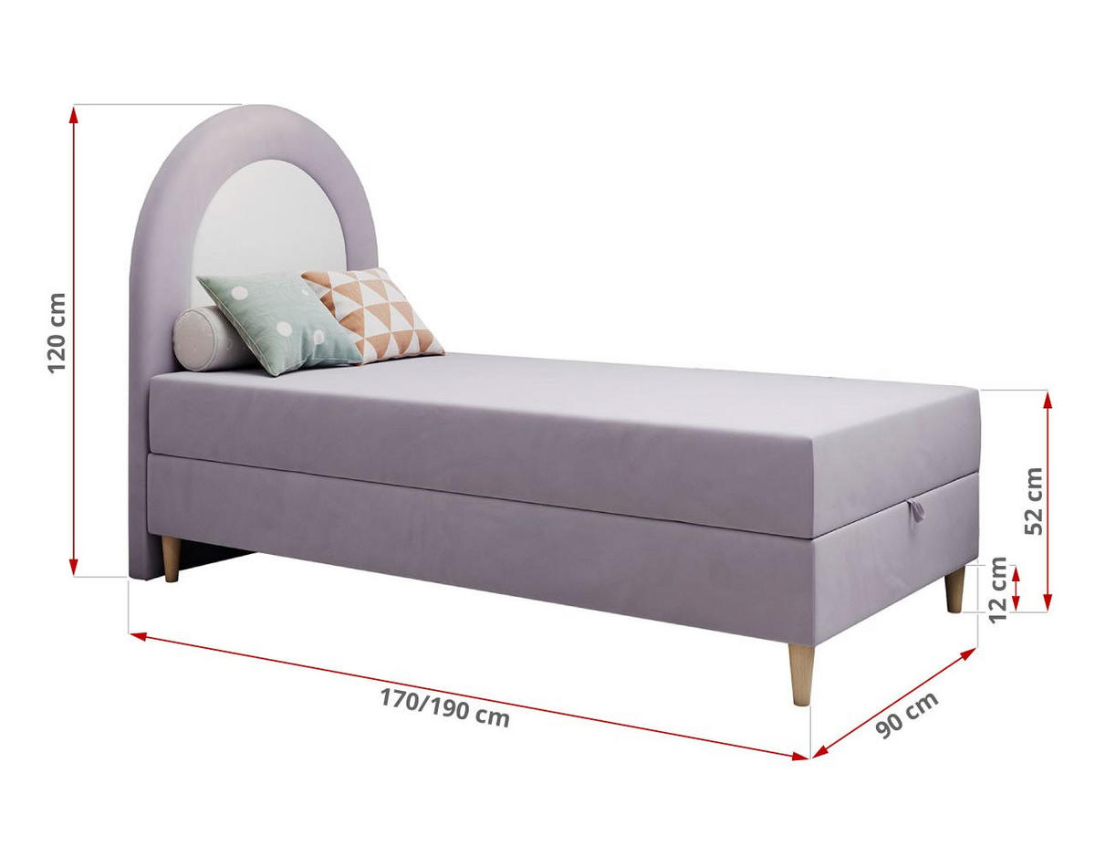 BOXBETT NEST 90/180 Violett Velvet - H3 - Violett, Holz/Textil (90/180cm) - MKS