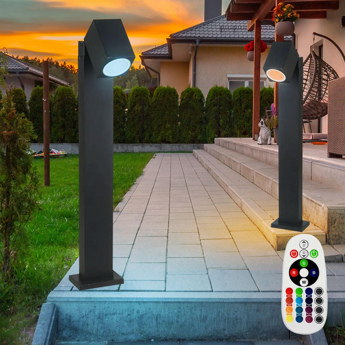LED STEHLEUCHTE Schwarz Metall 2er Set - Schwarz, Metall (11.75/10.5/80cm)
