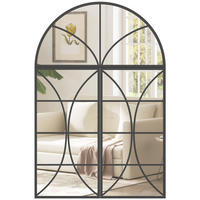 WANDSPIEGEL 3er-Set DE-14382 Bogenform im Fensterstil Schwarz - Schwarz, Metall (80/120/2cm) - ComfortXL