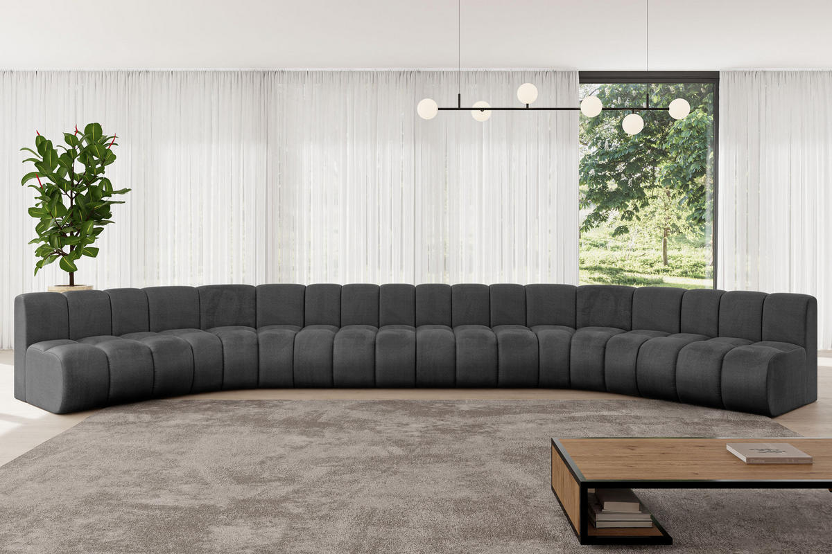 WOHNLANDSCHAFT modulares Sofa Montra-U2 - 581x174x70 cm Schwarz - Schwarz, Holzwerkstoff/Textil (581/70/174cm) - ALTDECOR