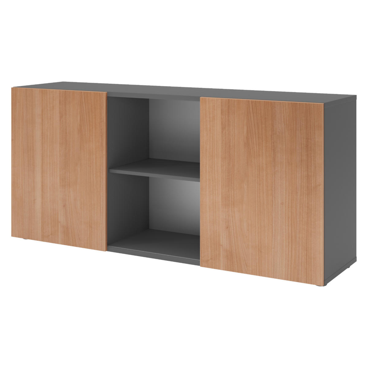 SIDEBOARD mit Schwebetür 42/160/74,8 cm in Graphitfarben/Nussbaumfarben - Nussbaumfarben/Graphitfarben, Holzwerkstoff (160/74.8/42cm) - bümö