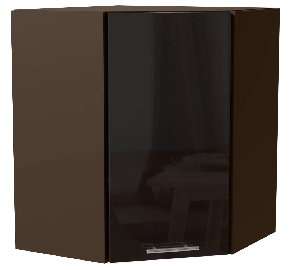 Feldmann-Wohnen Eckhängeschrank Schwarz Hochglanz, Dunkelgrau 60x72x60 cm