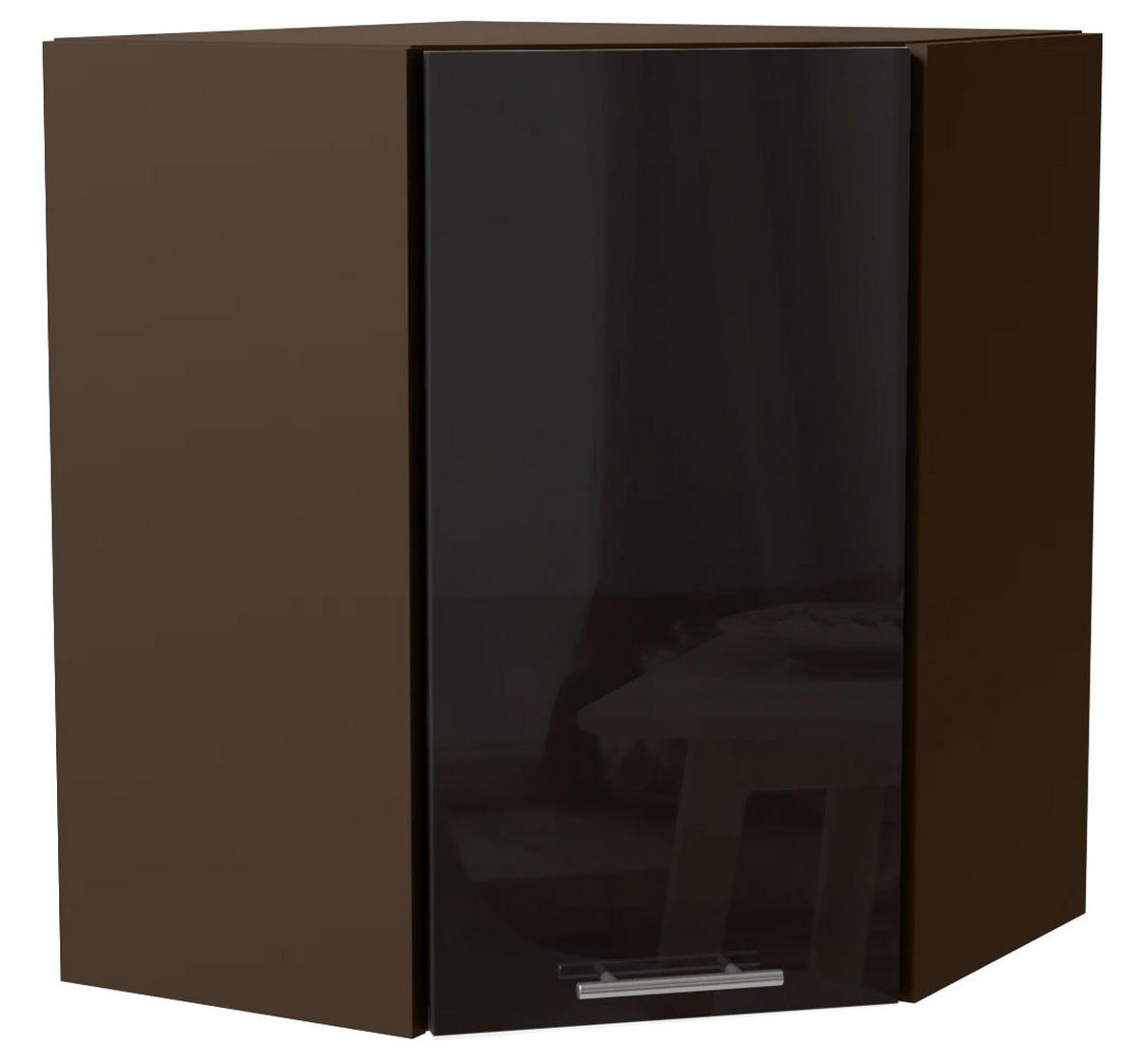 ECKHÄNGESCHRANK Essen W10/60 Schwarz Hochglanz / Lava Matt 60 / 60 / 72cm - Schwarz Hochglanz/Dunkelgrau, Holz/Holzwerkstoff (60/72/60cm) - Feldmann-Wohnen