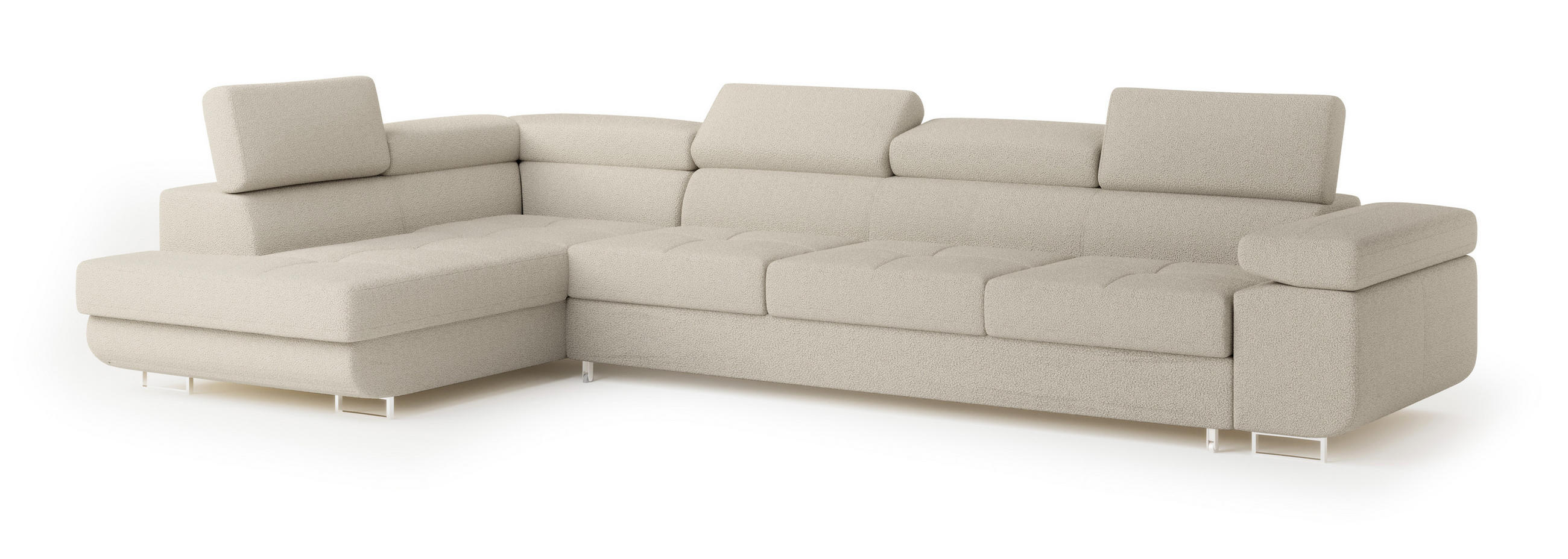 ROHOVÁ SEDAČKA VICENTE béžová - stříbrná/béžová, dřevo/kompozitní dřevo (346/202cm) - MASSENO