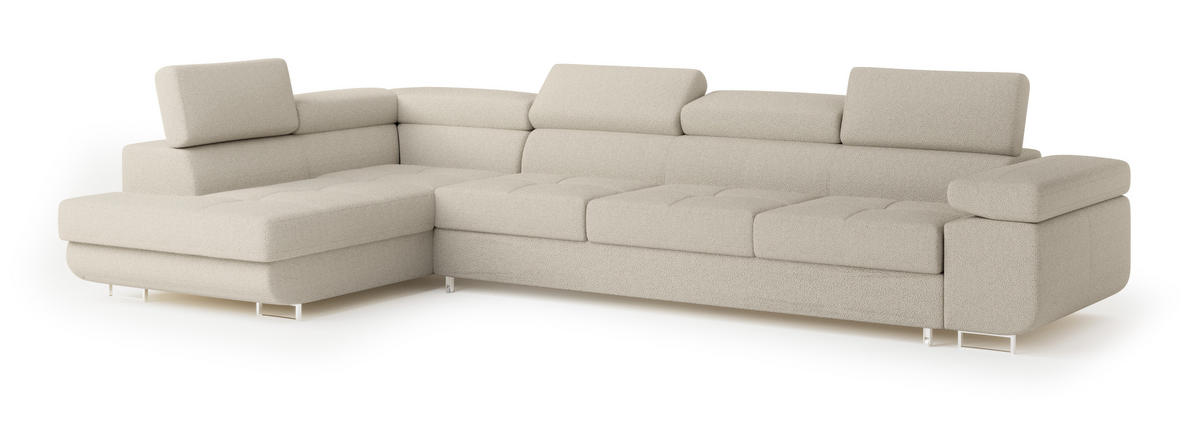 ROHOVÁ SEDAČKA VICENTE béžová - stříbrná/béžová, dřevo/kompozitní dřevo (346/202cm) - MASSENO