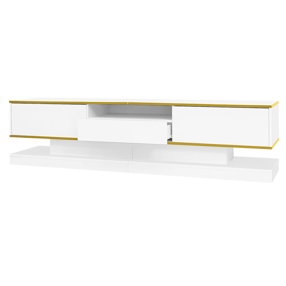 LOWBOARD Weiß und Gold 180/38/45 cm - Goldfarben, Holzwerkstoff (180/45/38cm) - PANGIVO