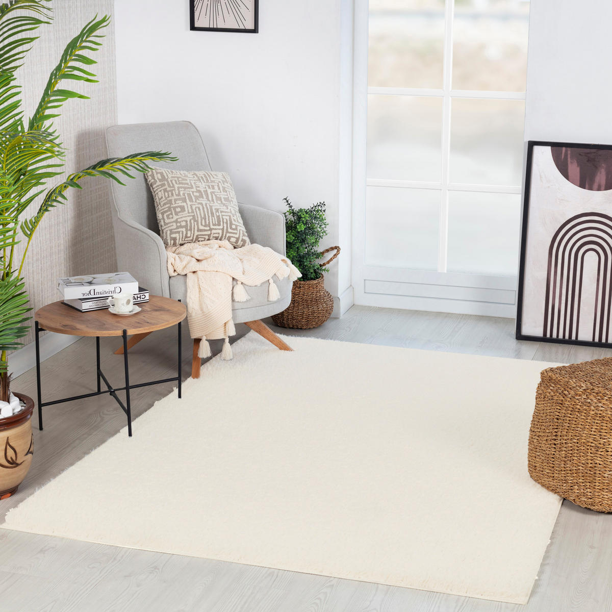 HOCHFLORTEPPICH 160/213 cm Weiß - Weiß, Naturmaterialien/Textil (160/213cm) - LIVABLISS