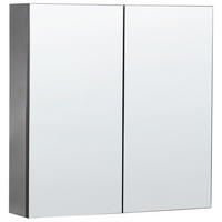 KOUPELNOVÁ ZRCADLOVÁ SKŘÍŇKA 60/60 cm Černá Navarra - černá/stříbrná, kompozitní dřevo (60/60/14cm) - Beliani