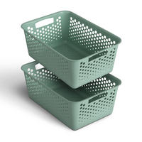 AUFBEWAHRUNGSKORB Grün 37x26x17 cm - 2er Pack - Grün, Kunststoff (26/17/37cm) - ProHome