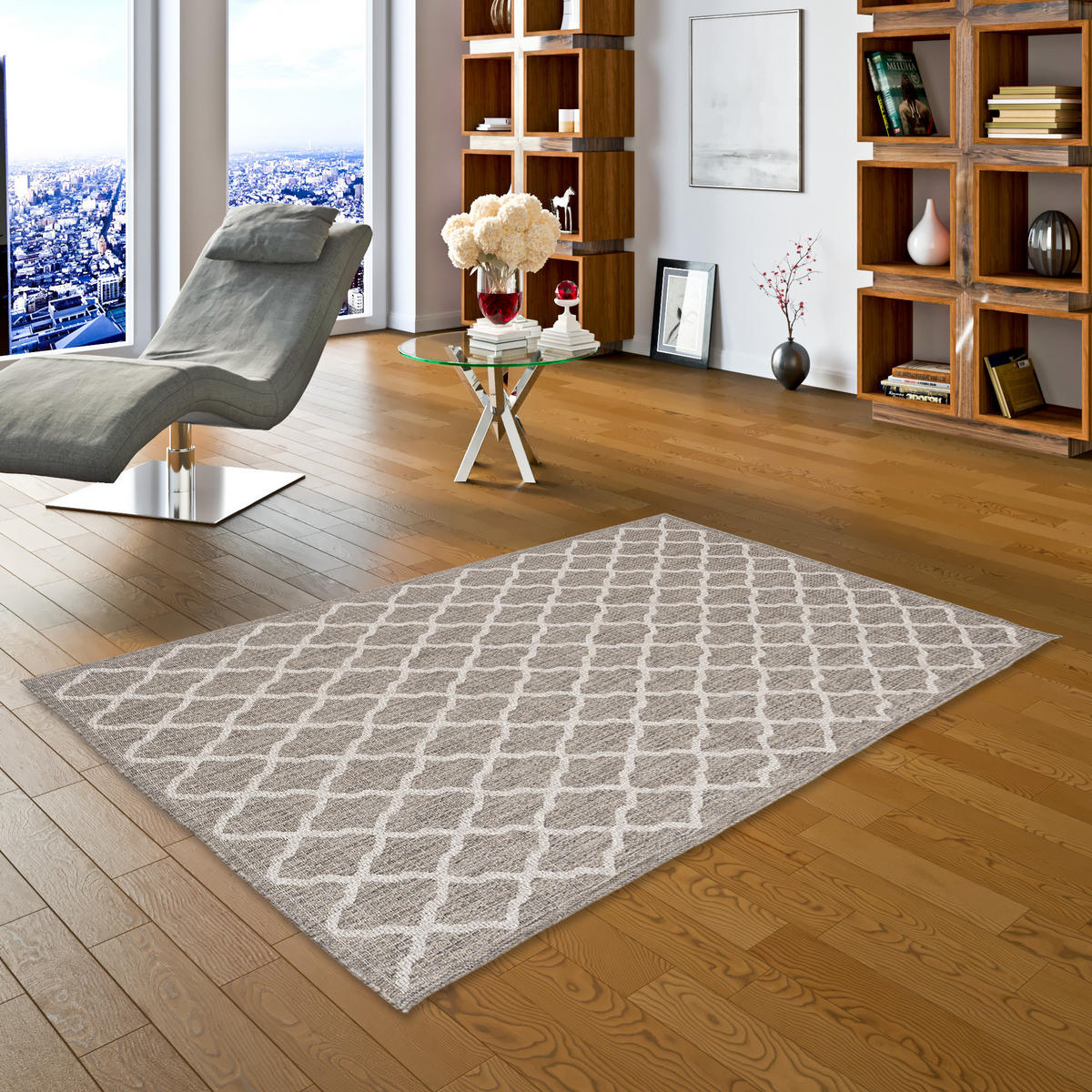 IN & OUTDOOR TEPPICH FLACHGEWEBE VALENCIA MODERN - Grau, Textil (120/170cm) - Pergamon
