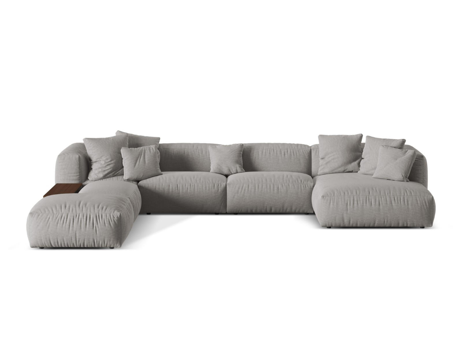 MODULARES-PANORAMASOFA links Martina aus strukturiertem Stoff hellgrau 5 Sitzplätze - Hellgrau, Textil (280/75/406cm) - Micadoni