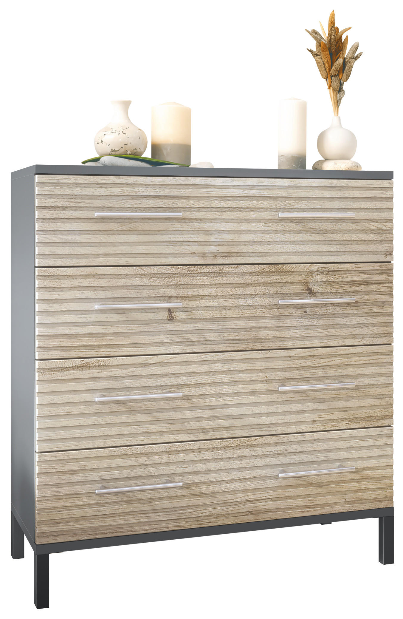 KOMMODE Pavos Eiche Viking - Sonoma Eiche, Holzwerkstoff (76/84/35cm) - Vladon