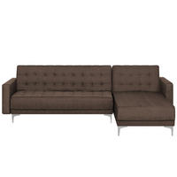 4-SITZER-ECKSOFA Polyester Braun rechtsseitig Aberdeen - Dunkelbraun, Textil (267/168cm) - Beliani