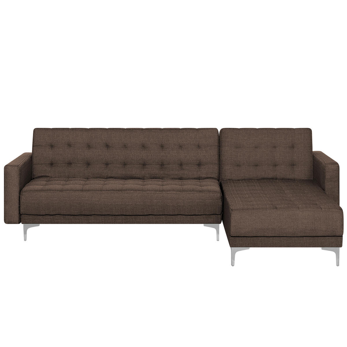 4-SITZER-ECKSOFA Polyester Braun rechtsseitig Aberdeen - Dunkelbraun, Textil (267/168cm) - Beliani