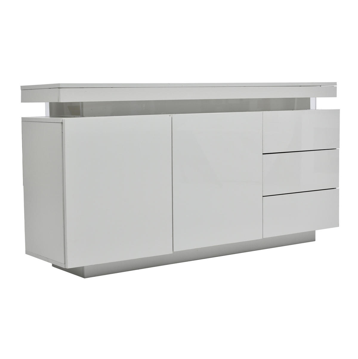 SIDEBOARD mit Schubladen 140/35/72,5 cm in Weiß Hochglanz mit LED - Weiß, Holzwerkstoff (140/72.5/35cm) - BEAOK