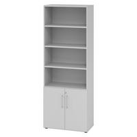 KOMBISCHRANK - 2 plus 4 Ordnerhöhen 42/80/215,6 cm in Grau - Grau, Holzwerkstoff (80/215.6/42cm) - bümö