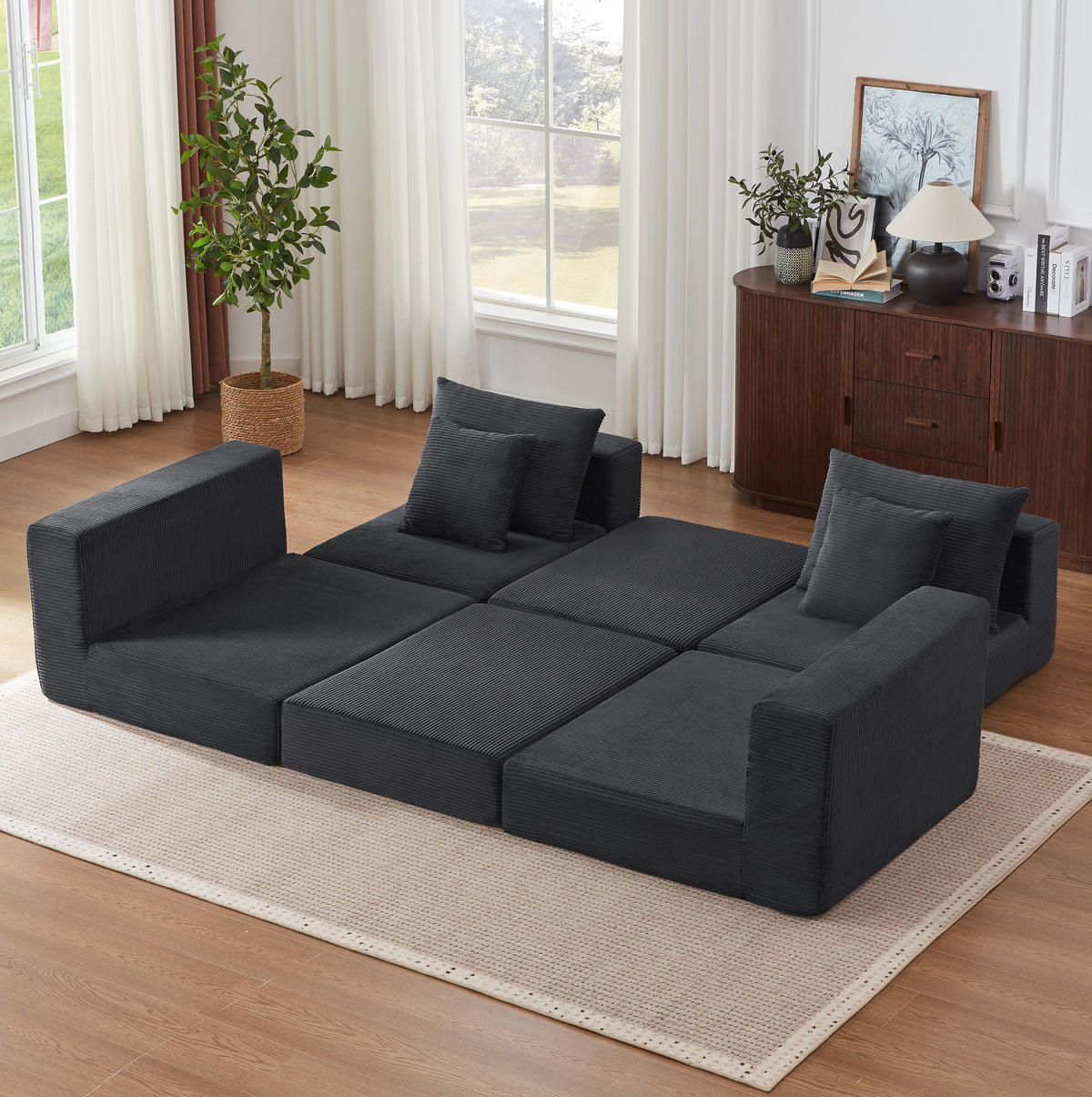 SOFA modulares Design Dunkelgrau - Dunkelgrau, Kunststoff (96/259.5cm) - Meubliv