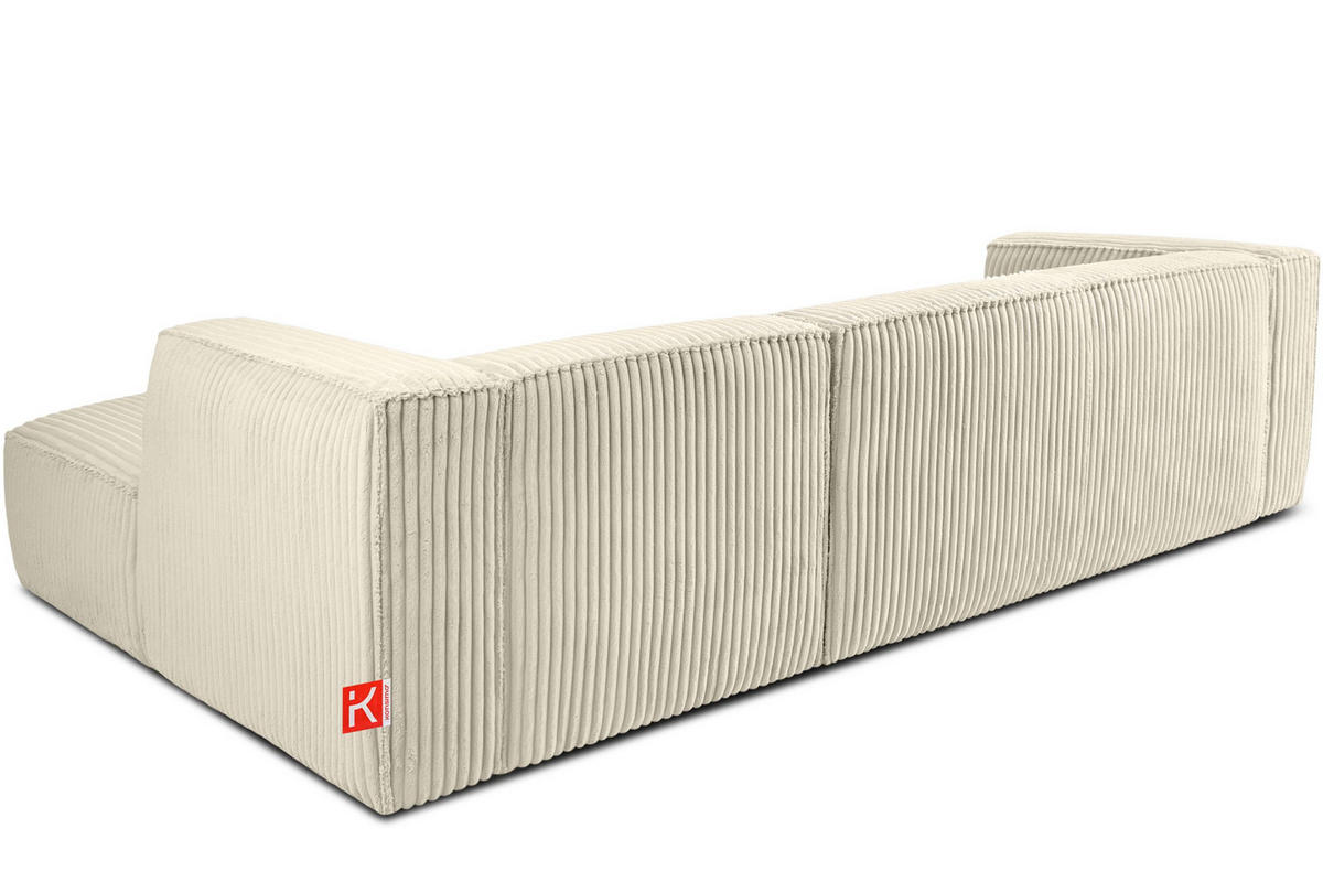 ECKSOFA-RECHTS FEROX Modern, Cord-Stoff, cremefarben - Creme, Textil (305/175cm) - KONSIMO®