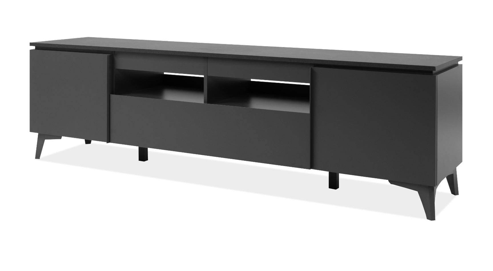 EXX!!! TV-LOWBOARD grau, Schiefer 177 cm, TV unterteil mit 6 Fächern - Grau, Holzwerkstoff/Kunststoff (177/51.5/40cm) - Furn.Design