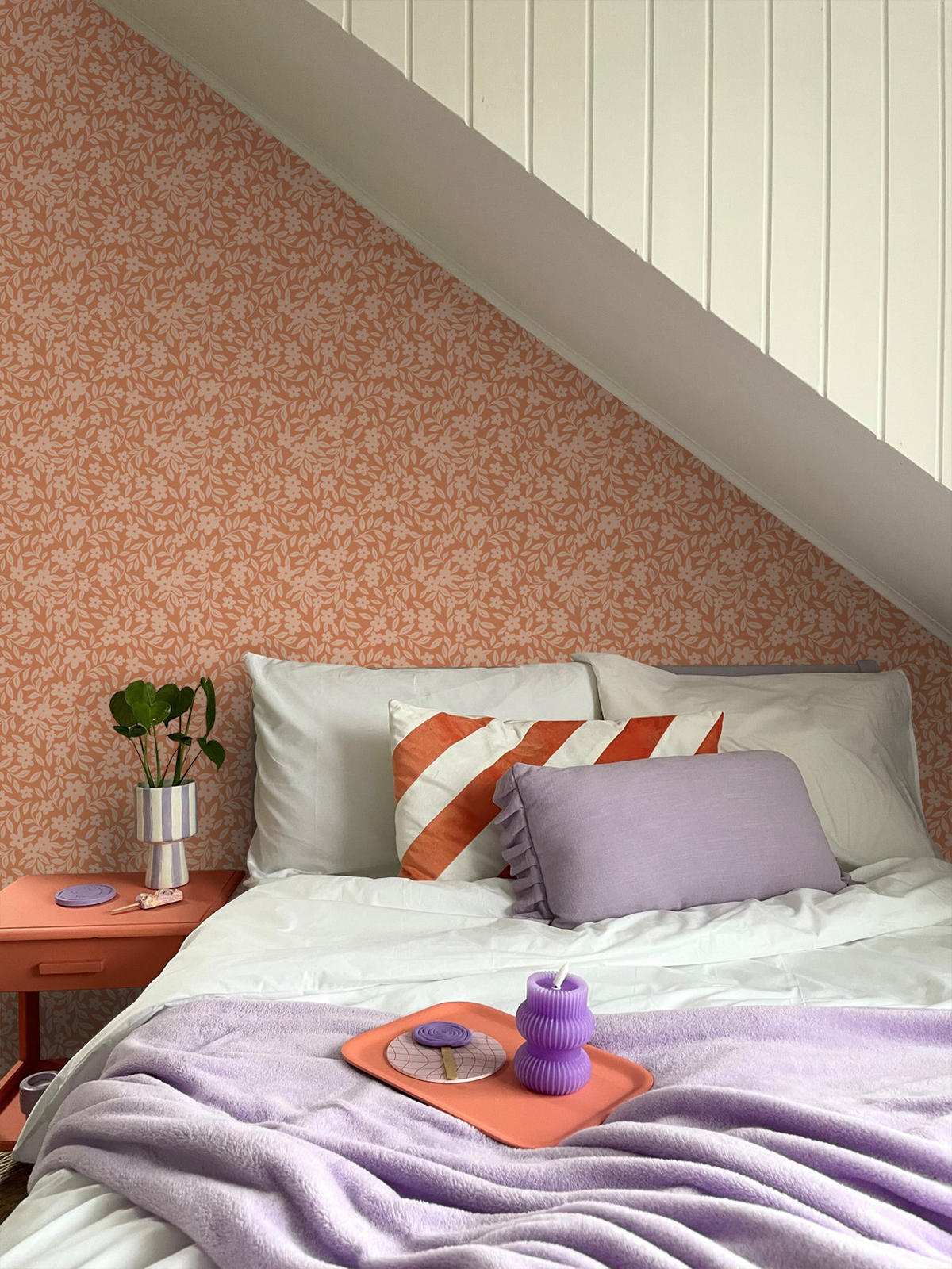 TAPETE Blumen 50 x 900 cm - Terracotta, Papier (50/0.1cm) - ESTAhome