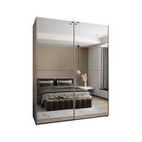 SCHWEBETÜRENSCHRANK 245,5/200/64 2-türig - Kaschmir/Silberfarben, Holz/Metall (200/245/64cm) - Abiks Möbel