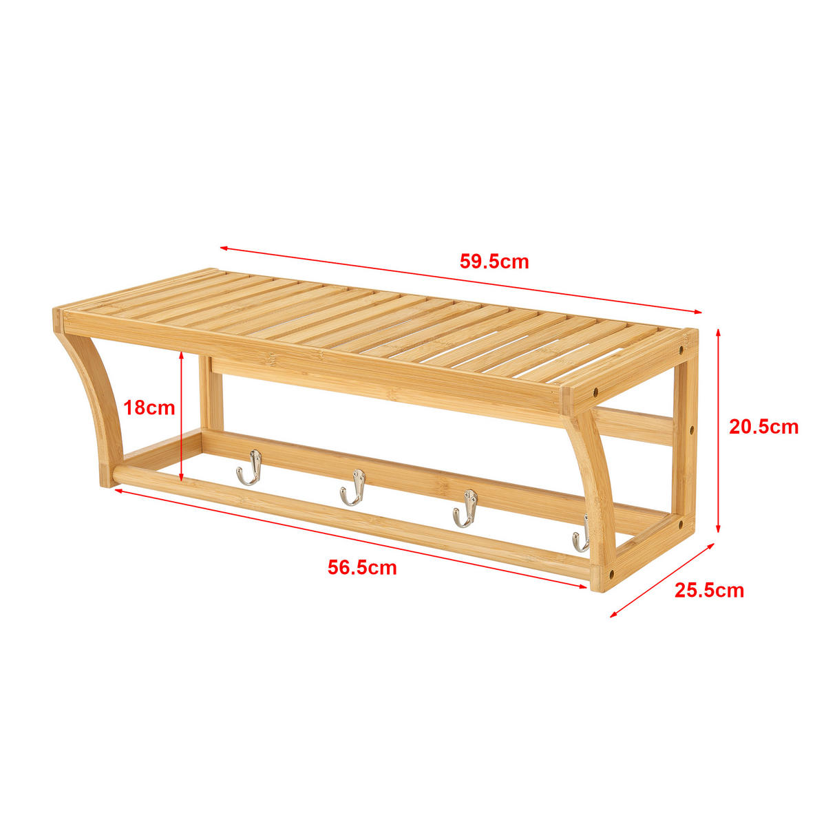 BADEZIMMERREGAL Langeland - Naturfarben, Holz (59.5/20.5/25.5cm) - [en.casa]