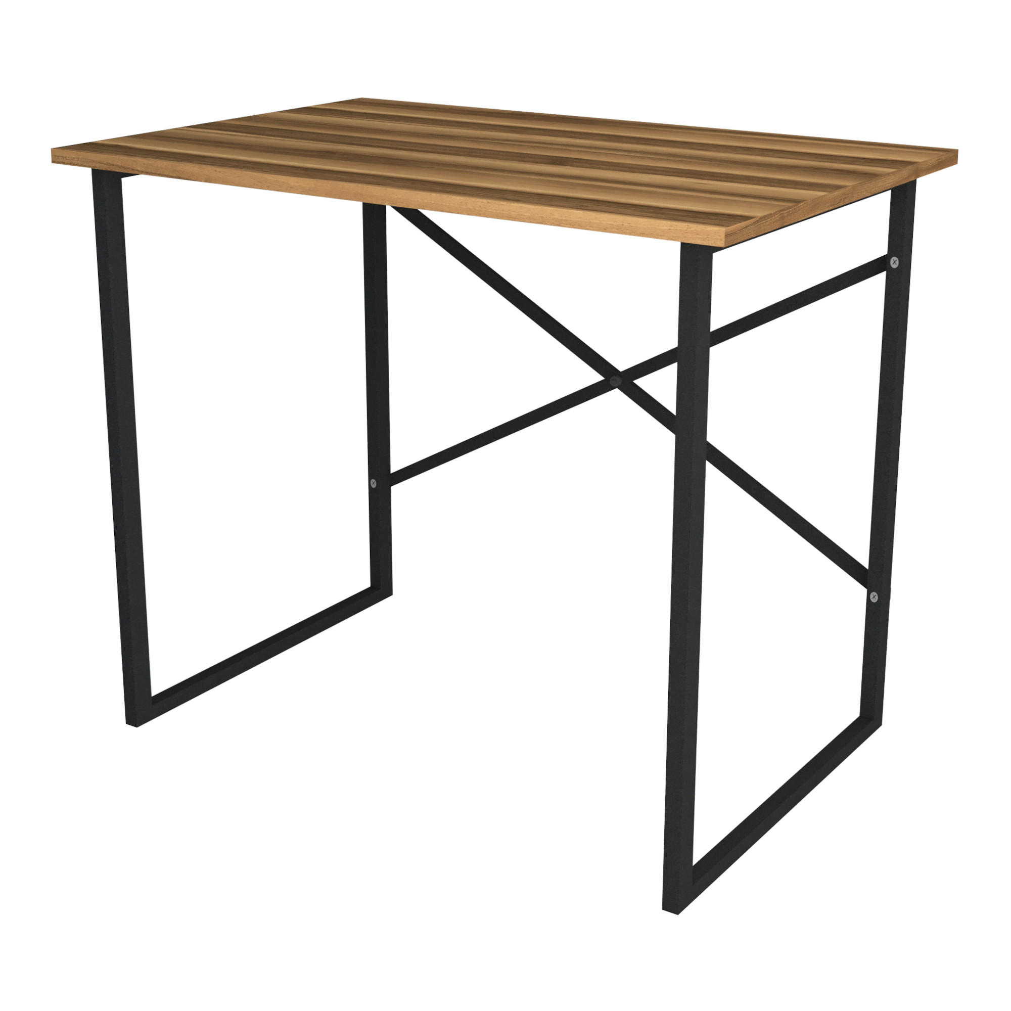 SCHREIBTISCH Tjeldsund - Walnussfarben/Schwarz, Holzwerkstoff/Metall (60/90/75cm) - [en.casa]