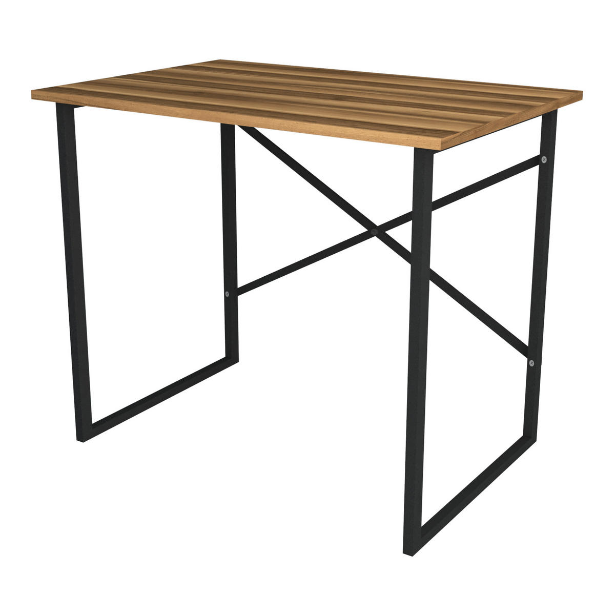 SCHREIBTISCH Tjeldsund - Walnussfarben/Schwarz, Holzwerkstoff/Metall (60/90/75cm) - [en.casa]