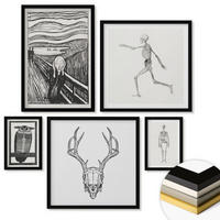 WANDBILDER 5er-Set - 50x50 cm & 20x30 cm & 40x60 cm Schwarzer Rahmen - Küchenaccessoires auf pflanzlicher Basis - Schwarz, Kunststoff (40/60cm) - ArtPrintCave