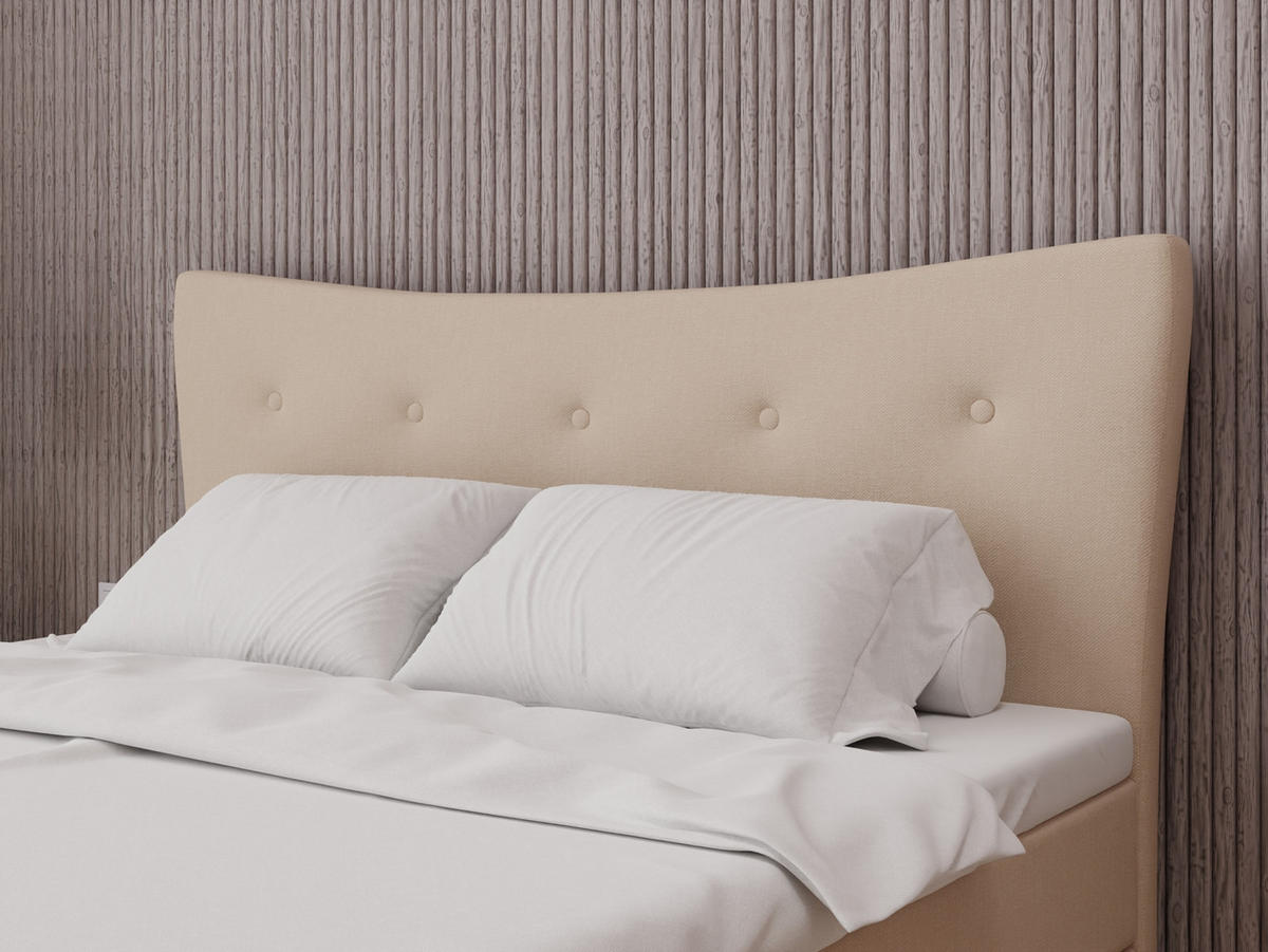 BOXBETT Nevada 180 x 200 cm Doppelbett mit hochwertiger Bonell-Matratze und Topper - beige - Beige, Holz (180/200cm) - Panda Möbel