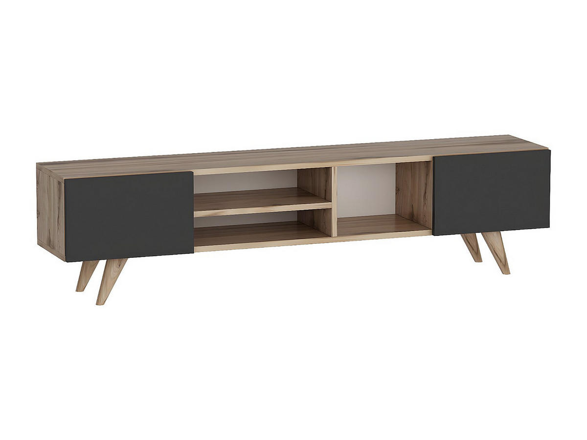 TV-BOARD - 160 cm x 31 cm - Holz, Platte - Schwarz, Naturfarben Hell - MOSTIA - Schwarz/Naturfarben, Holz (160/40/31cm) - Vente-Unique