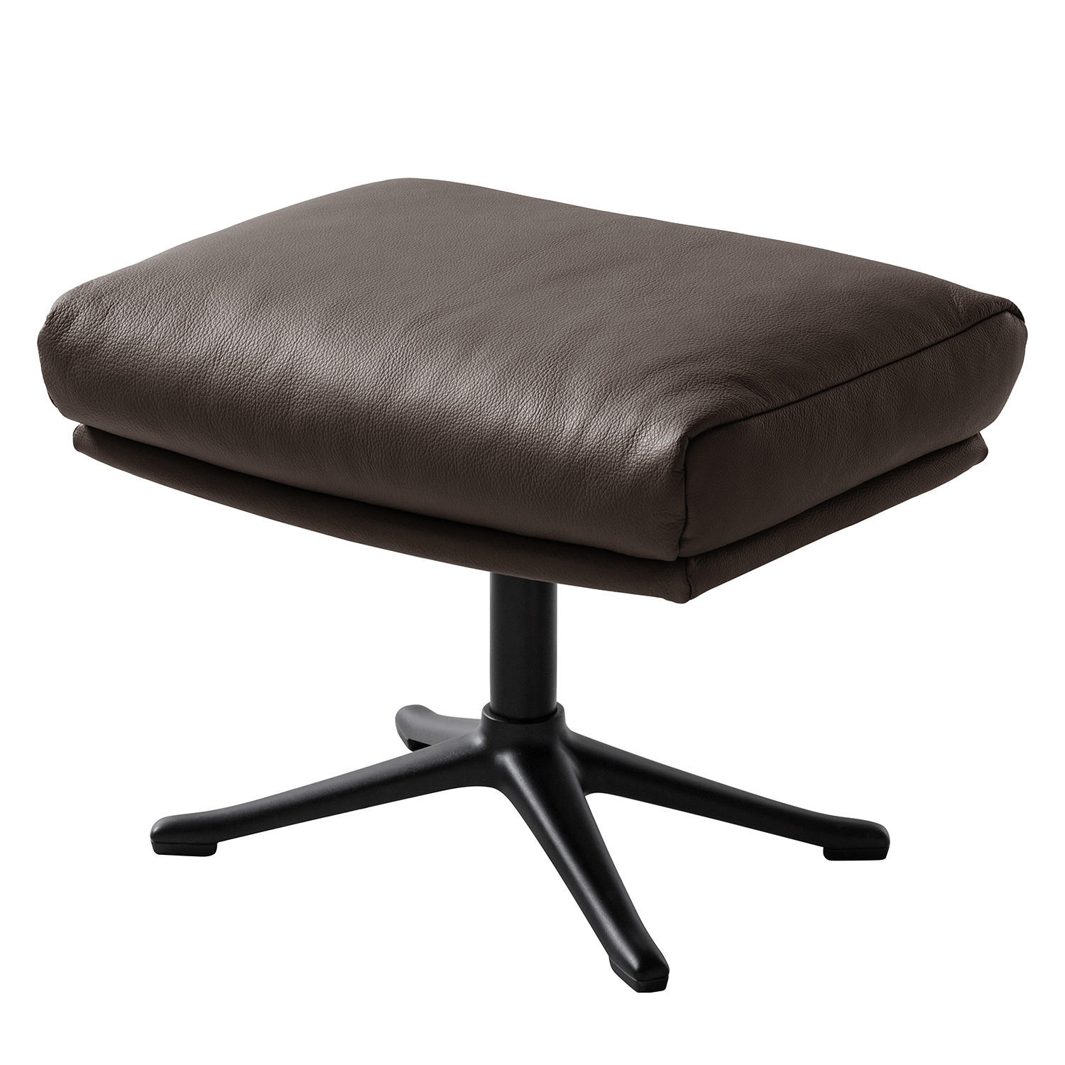 POLSTERHOCKER mit Kreuzfuß - Dunkelbraun/Schwarz, Leder/Metall (51/37/41cm) - home24