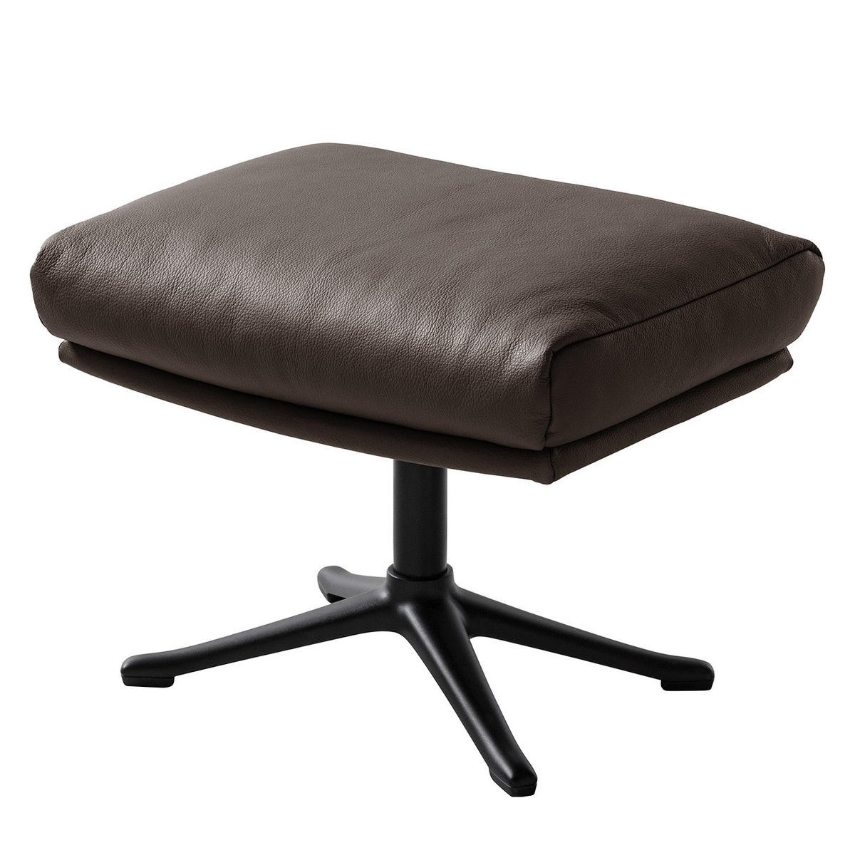 POLSTERHOCKER mit Kreuzfuß - Dunkelbraun/Schwarz, Leder/Metall (51/37/41cm) - home24