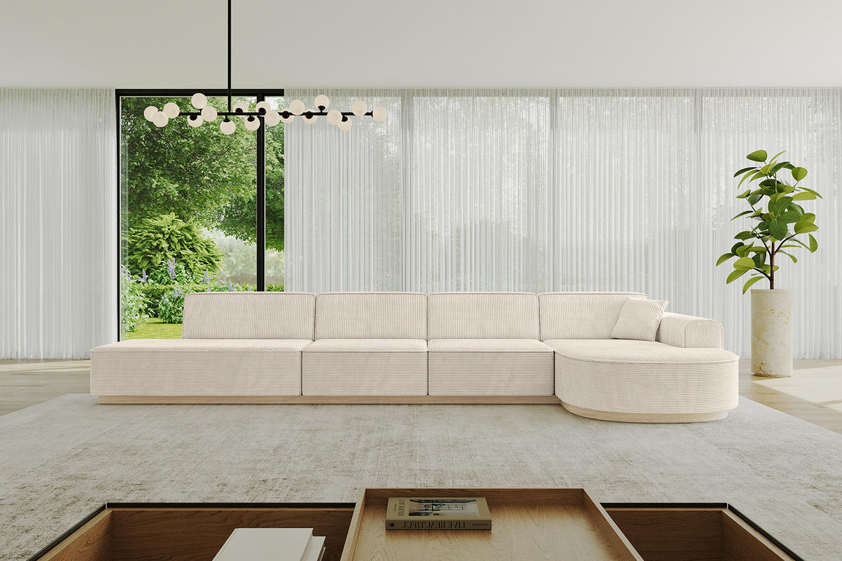 ECKSOFA Ottomane Rechts ARRIO-L3 - 413x171x83 cm Beige - Beige, Holzwerkstoff/Textil (413/171cm) - ALTDECOR