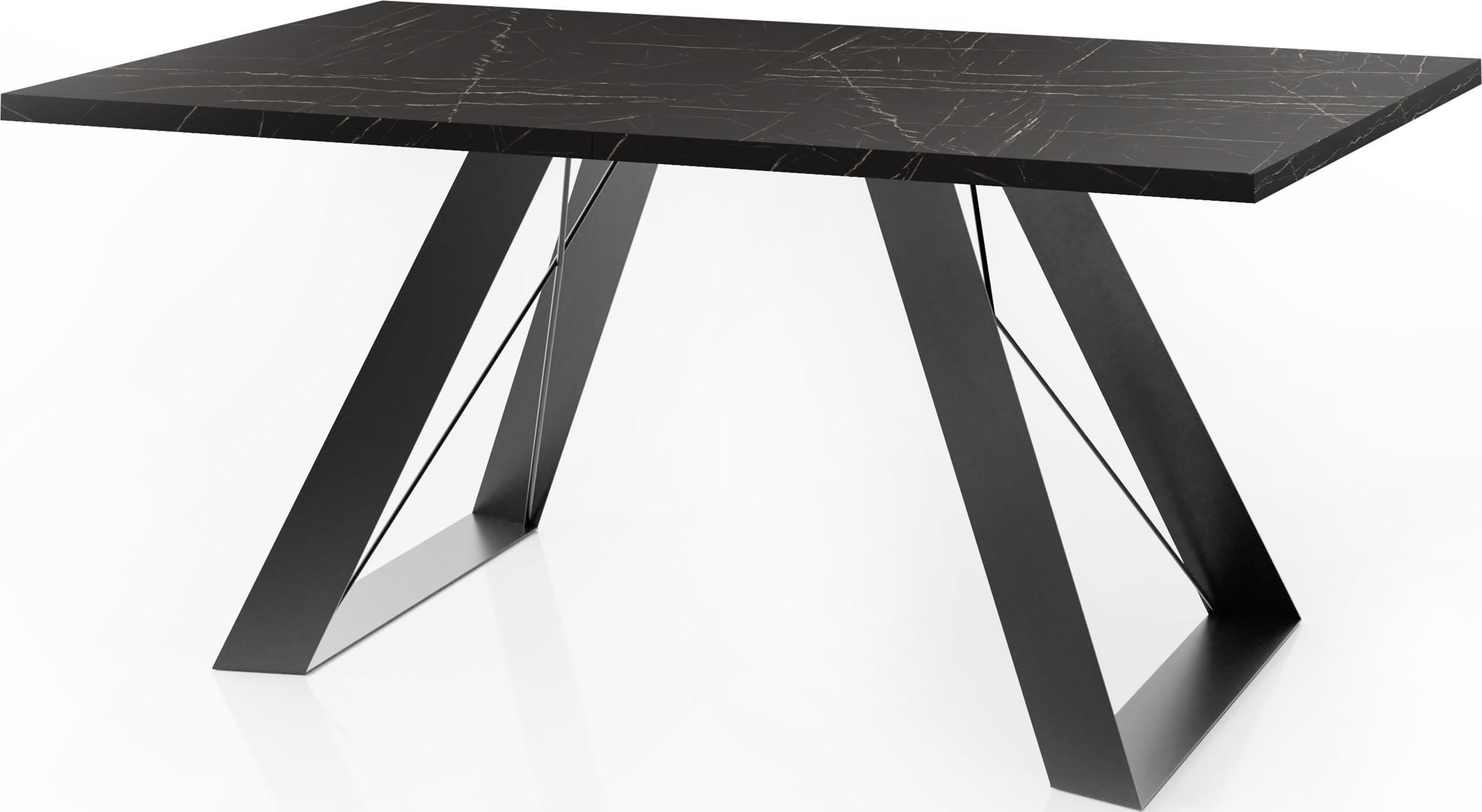 ESSTISCH Colter rechteckig ausziehbar, Marmor Schwarz 160-260/90/76 cm - Anthrazit/Schwarz, Holzwerkstoff/Metall (160/90/76cm) - WFL GROUP
