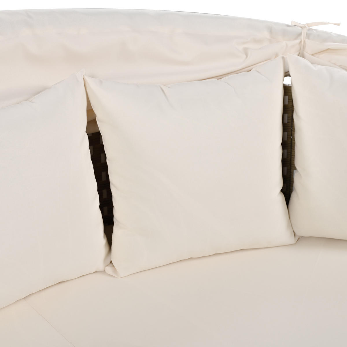 GARTENMUSCHEL aus Rattan & Metall Ø170 cm in Beige mit faltbarem Sonnenschutz - Beige, Metall (170/72/170cm) - Modfu