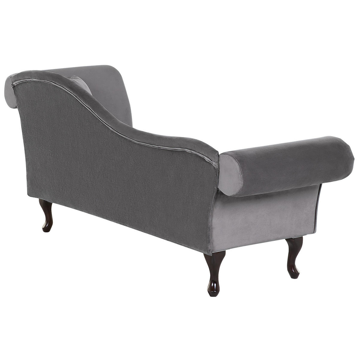 CHAISELONGUE Samtstoff grau rechtsseitig Lattes - Grau, Textil (188/87/59cm) - Beliani