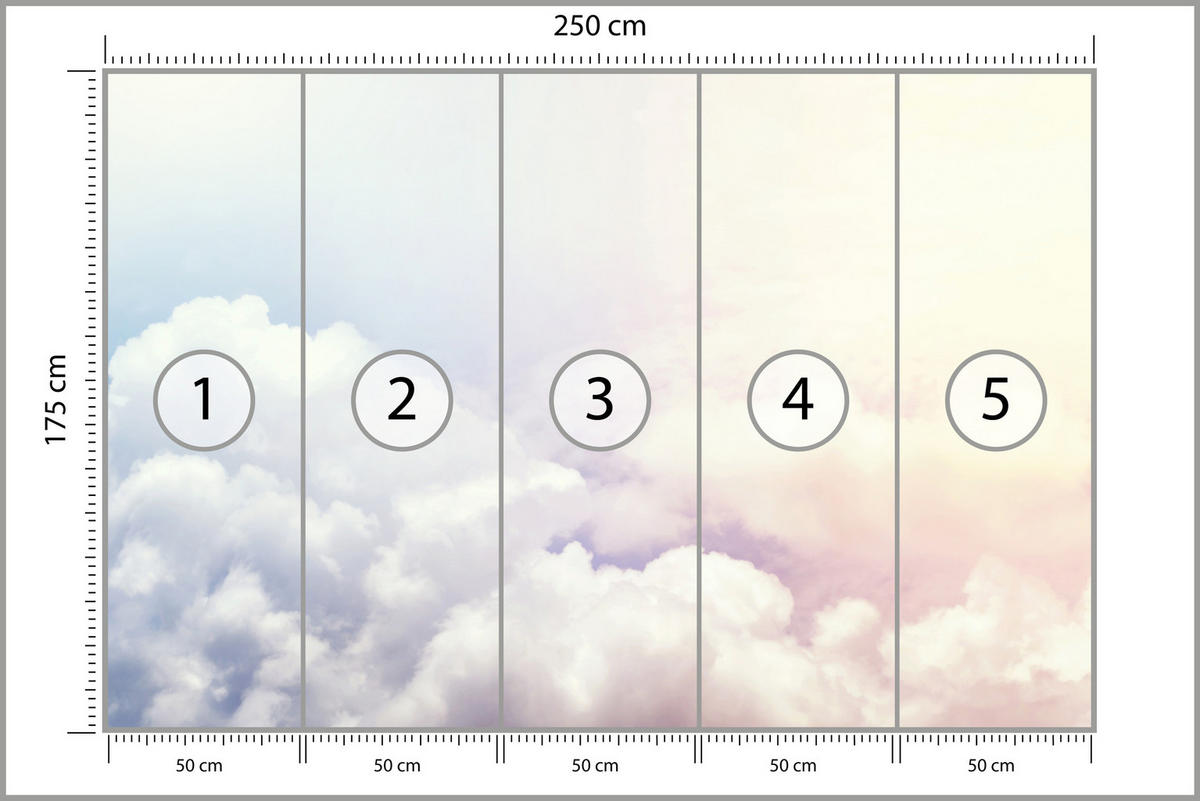 FOTOTAPETE für Schlafzimmer Blau Rosa Himmel Wolken 250x175 - Blau/Beige, Papier (250/175cm) - Muralo