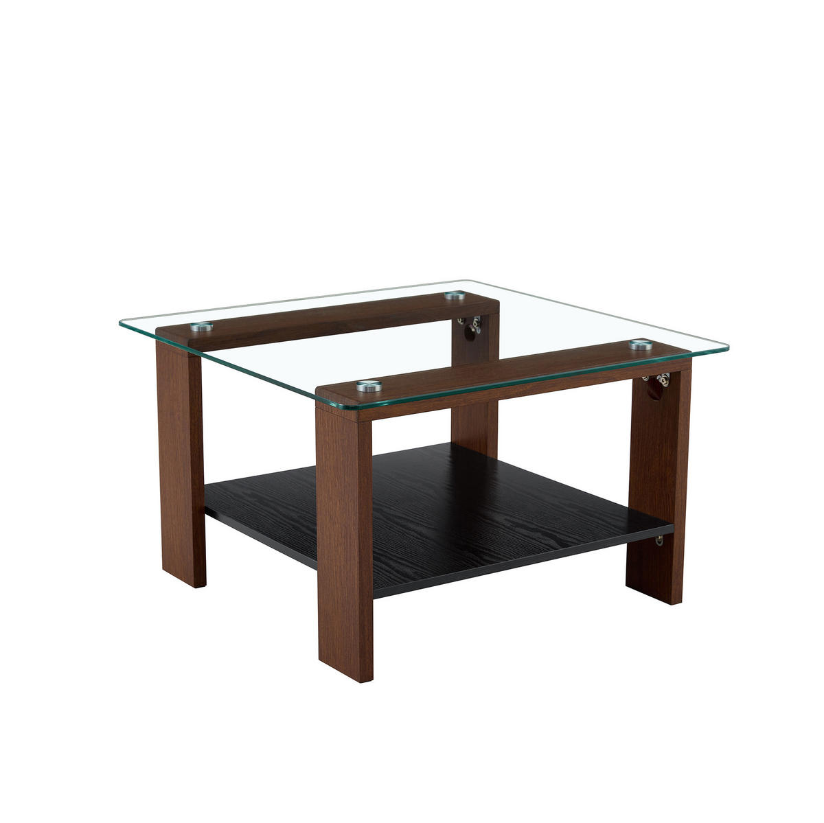 KAVNA mizica 65x41x45,5 cm, oreh dekor, steklo z odlagalnim prostorom - barva oreha, leseni material (75/75/45.5cm) - BEAOK