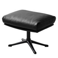 POLSTERHOCKER mit Kreuzfuß - Schwarz, Leder/Metall (51/37/41cm) - home24