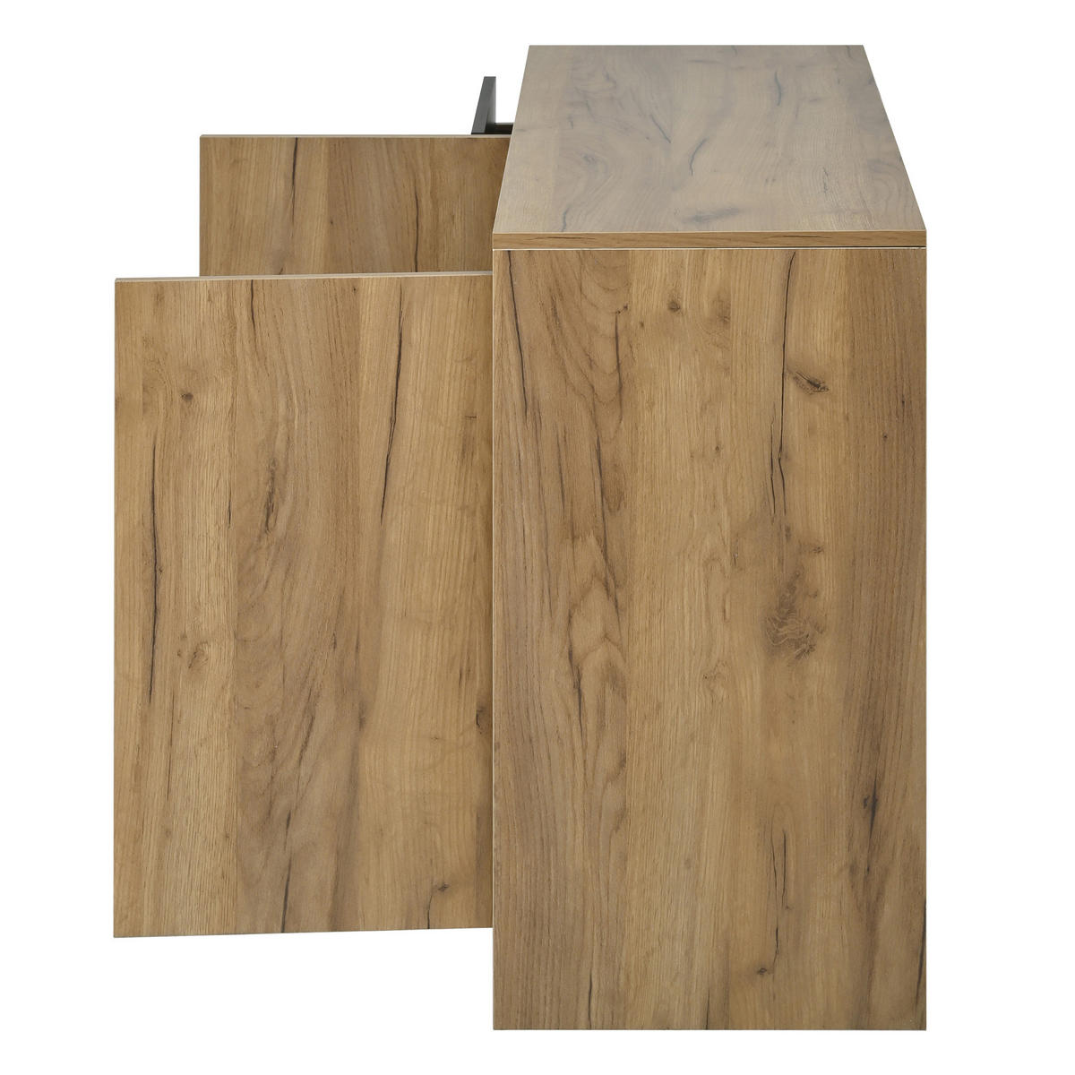 SIDEBOARD holzoptik & schwarz mit 3 schubladen, 2 türen & led-beleuchtung - Naturfarben, Holzwerkstoff (120/76/40cm) - Urban Meuble