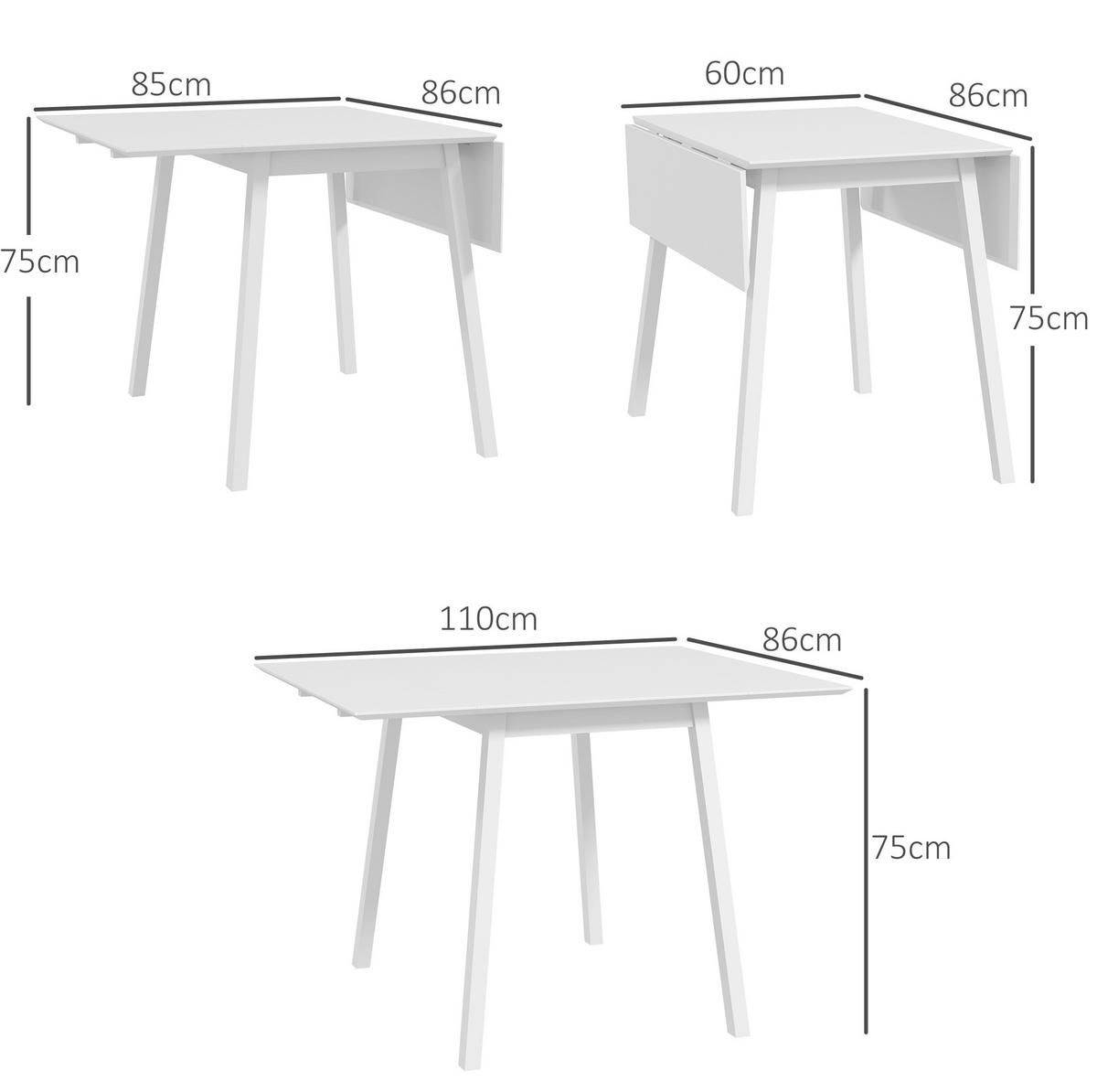ESSTISCH 86/110/75 cm klappbar, aus Holz für 2-4 Personen, Weiß - Weiß, Holz (110/86/75cm) - Redom