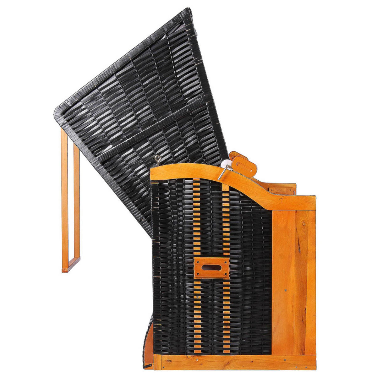 STRANDKORB XXL Ostsee 3Sitzer PE Schwarz - Schwarz/Braun, Metall (160/160/80cm) - Mr. Deko