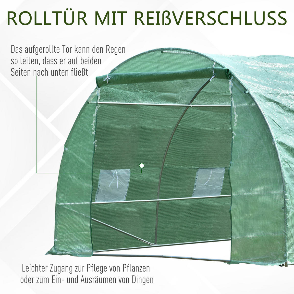 FOLIENGEWÄCHSHAUS, Grün, PE, Stahl - Grün, Kunststoff (300/200/595cm) - Outsunny