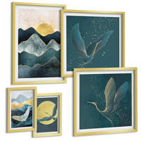 BILDER SET 5er Set - 50x50 cm & 20x30 cm & 40x60 cm Goldrahmen - Familie, Liebe, Wärme, Zuhause - Goldfarben, Kunststoff (40/60cm) - TULUP
