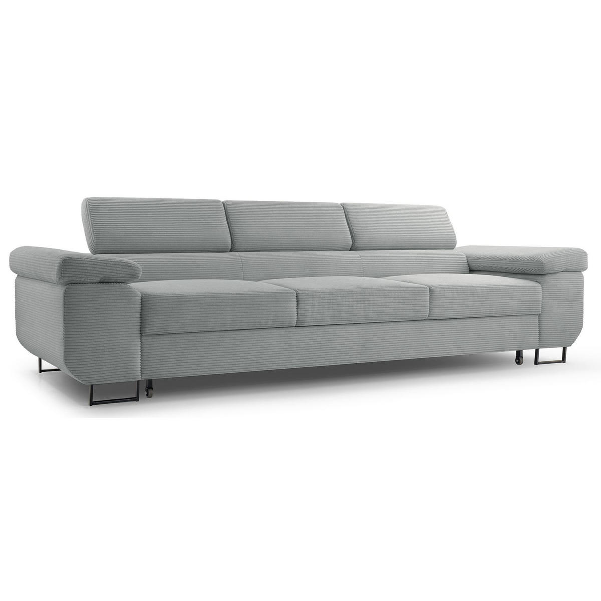 3-SITZER SOFA Capurso Graubraun Cord - Graubraun/Schwarz, Textil/Metall (274/90/98cm) - Selsey